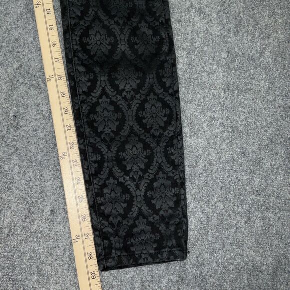 Current Elliot Jeans Womens Sz 27 Black Denim  Ankle Skinny Brocade Coated - Picture 6 of 11